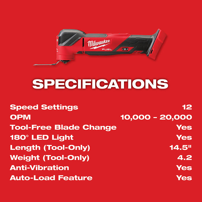 Milwaukee 2836-21 M18 FUEL 18V Cordless Li-Ion Oscillating Multi Tool Kit