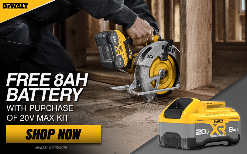 Free DeWALT 8Ah Battery With 20V MAX XR KIT